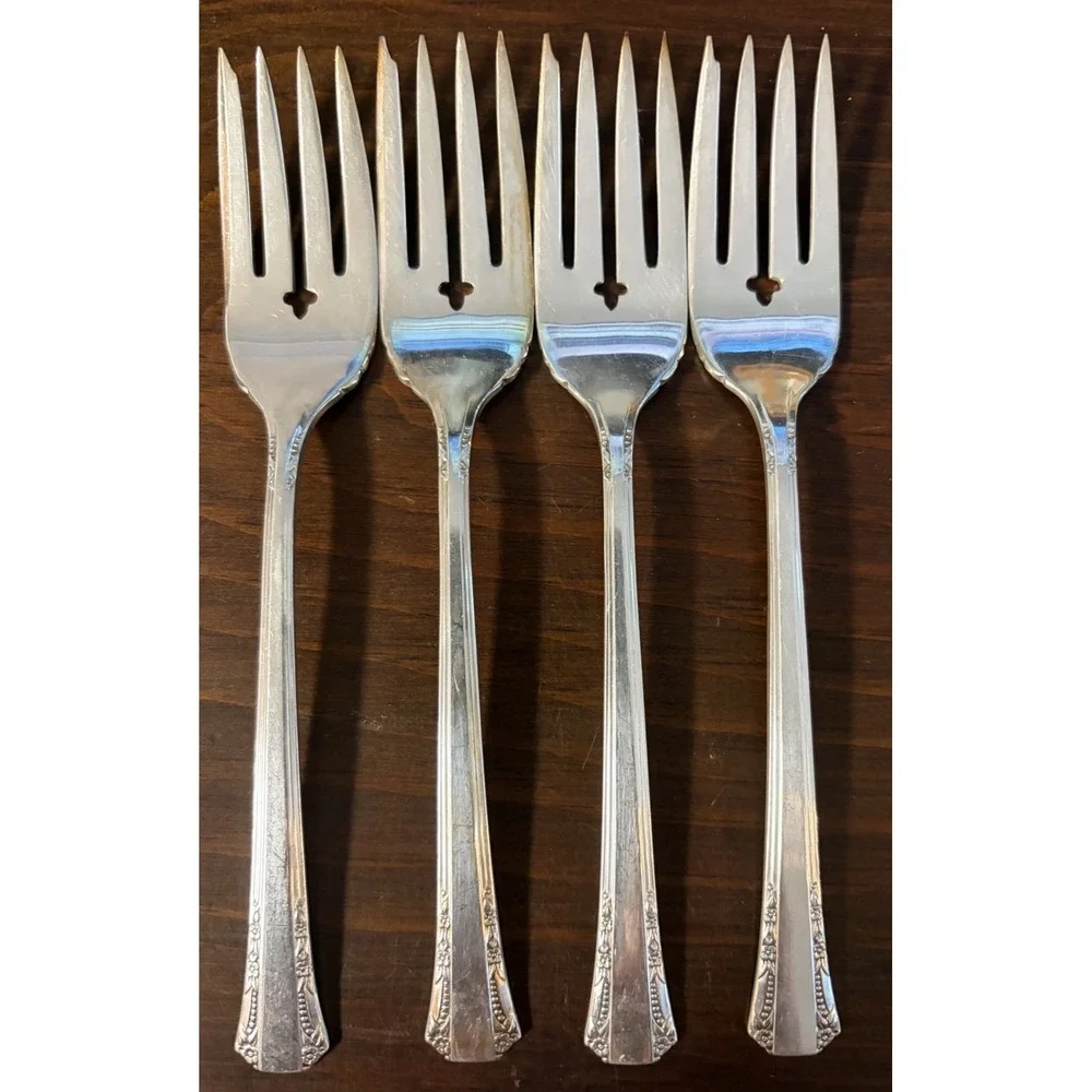 Oneida 1881 Rogers Floral Queen Silverplate Salad Forks Set of 4 Replacement